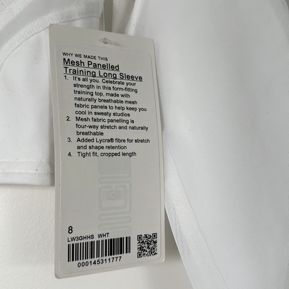 NWT Lululemon White Sheer Panelled Training Long Sleeve Top - Picture 2 of 4